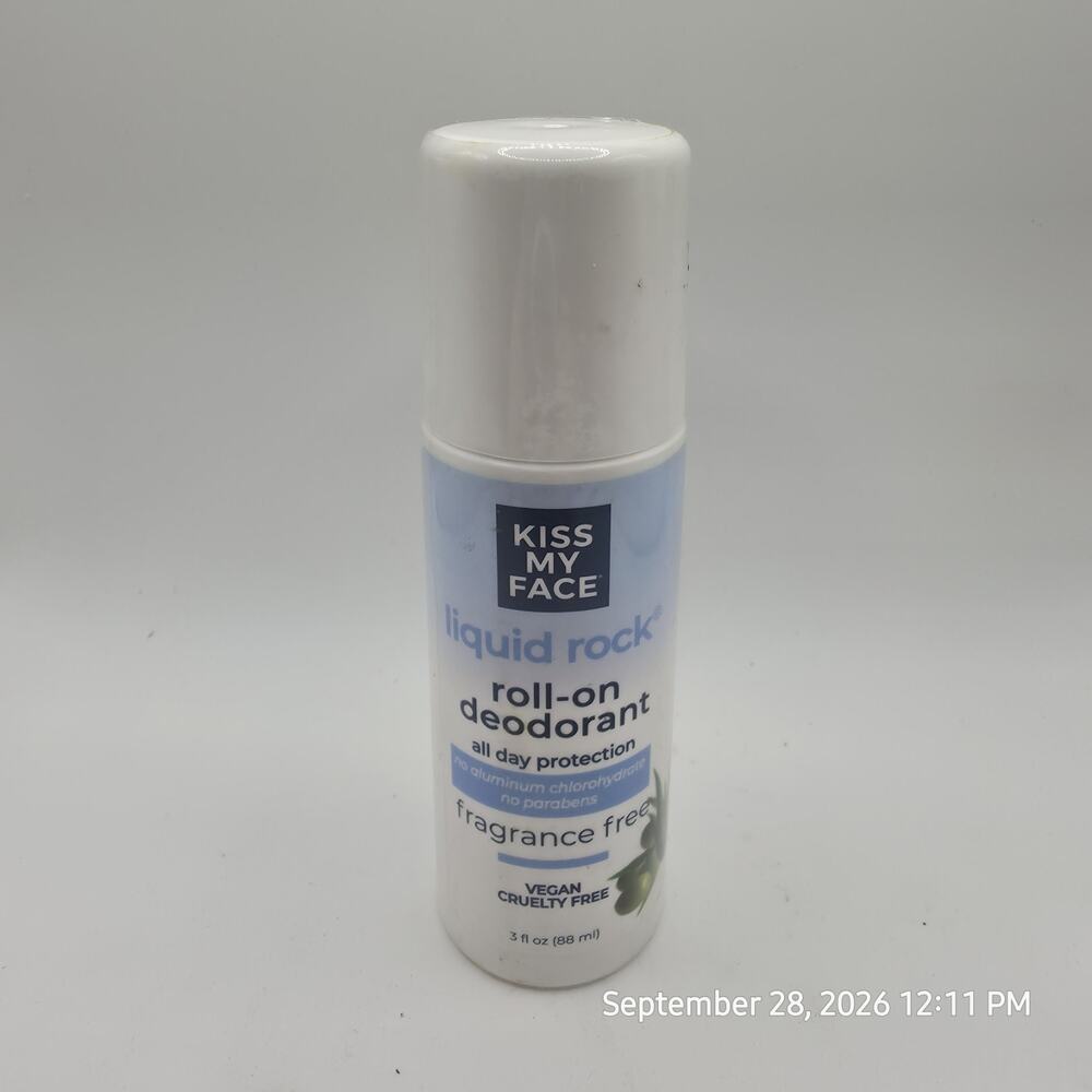Kiss My Face Liquid Rock Roll-On Deodorant Fragrance Free 3 fl.oz Sealed